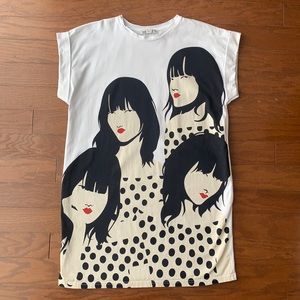 Zara | White Graphic T-Shirt Mini Dress